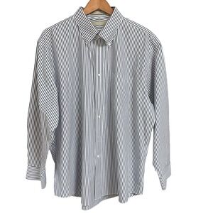 Nordstrom Smartcare Striped Button Down Shirt Mens 17.5 33 Blue White Cotton